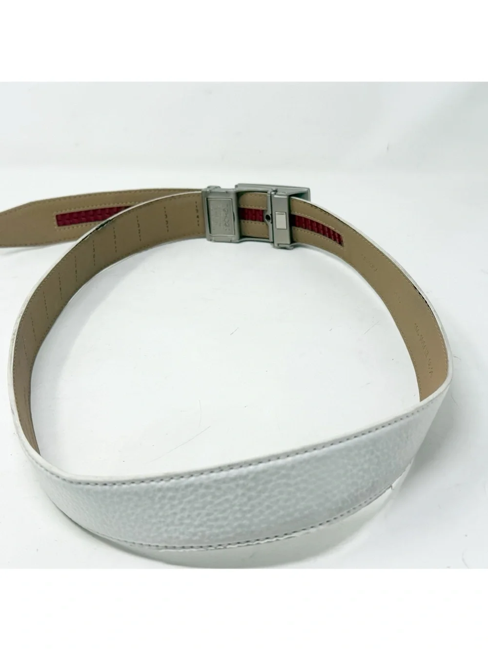 NEXTBELT Men's White THE BELT WITH NO HOLES Universal Sz Belt Silver Tone Buckle
